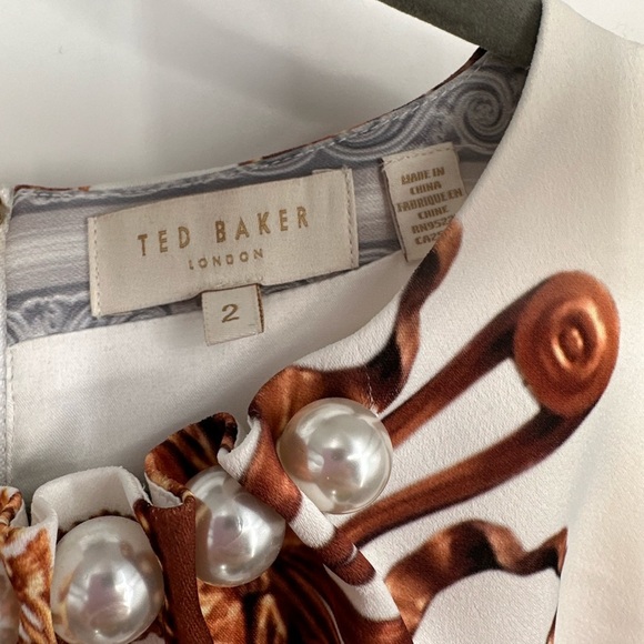 Unique Ted Baker Pearl Accent Neck Pencil Dress - Picture 5 of 9